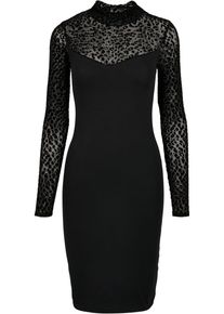 Urban Classics Damen Shirtkleid "Urban Classics Damen Ladies Flock Lace Turtle Neck Dress", schwarz, klassisch, Gr. XS, unifarben, 95% Baumwolle, 5%