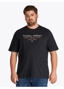 Tommy Hilfiger Big & Tall Herren T-Shirt "BT-HILFIGER CENTER STACK TEE-B", blau, casual, Gr. XXL, TOMMY HILFIGER BIG & TALL, Single Jersey, Obermaterial: 100% Baumwolle,