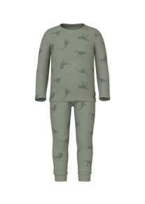 name it Kinder Schlafanzug "NMMNIGHTSET AGAVE GREEN DINO RIB NOOS", Gr. 110, grün, Jersey, Obermaterial: 95% Baumwolle, 5% Elasthan, bedruckt,