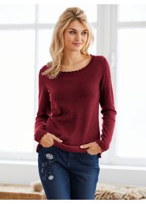 Heine Damen Rundhalspullover "Pullover", rot, Gr. 48, unifarben, 60% Viskose, 40% Baumwolle, Pullover