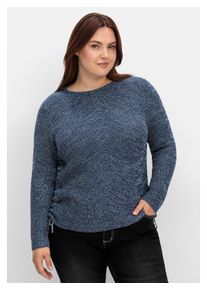 sheego Damen Rundhalspullover "Große Größen", blau, casual, Gr. 48, unifarben, Grobstrick, Obermaterial: 76% Polyacryl, 24% Baumwolle, Pullover, mit