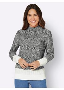 Classic Basics Damen Stehkragenpullover "Stehkragen-Pullover", schwarz, Gr. 56, gemustert, mehrfarbig, 100% Polyacryl, Pullover