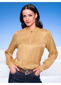 Heine Damen Satinbluse, gold, Gr. 44, unifarben, 100% Viskose, Blusen