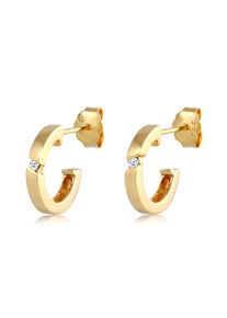 Elli DIAMONDS Damen Paar Creolen "Creolen Diamant Weiß Brillantschliff (0.03 ct.) 585 Gelbgold", OneSize, 0.03 ct P1 = bei 10-facher Vergrößerung
