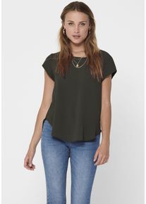 Only Damen Shirtbluse "ONLVIC S/S SOLID TOP", braun, modisch, Gr. 44, unifarben, Web, Obermaterial: 97% Polyester, 3% Elasthan, Blusen