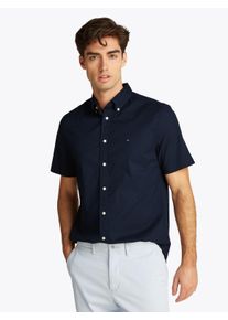 Tommy Hilfiger Herren Kurzarmhemd "FLEX POPLIN SOLID S/S SHIRT", blau, casual, Gr. L, Web, Obermaterial: 100% Baumwolle, Hemden