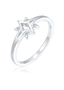 Elli Damen Fingerring "Stern Glas Kristalle Weiß 925 Sterling Silber", 52mm,mit Steinen, Silber 925 (Sterlingsilber), 2mm, silber, Silber 925