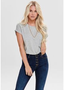 Only Damen T-Shirt "ONLMOSTER S/S O-NECK TOP NOOS JRS", grau, casual, Gr. XL, meliert, Jersey, Obermaterial: 75% Viskose, 20% Polyester, 5% Elasthan,