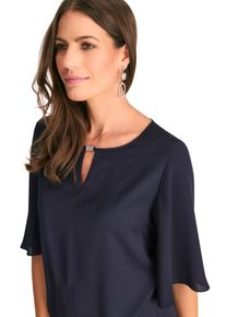 Damen Blusenshirt, blau, casual, Gr. 40, HERMANN LANGE Collection, unifarben, Web, Obermaterial: 100% Polyester, Shirts, mit Glitzerdetail am