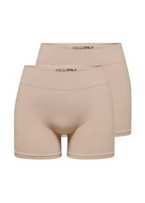 Only Damen Hotpants "ONLVICKY S-LESS MINI SHORTS 2-PACK", braun, modisch, Gr. S, unifarben, Obermaterial: 94% Polyamid, 6% Elasthan, Hosen