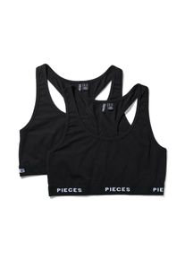 Pieces Damen Bustier "PCLOGO LADY TOP 2 PACK NOOS BC", Gr. XS, schwarz, Jersey, Obermaterial: 95% Baumwolle, 5% Elasthan, unifarben, modisch, BHs