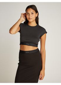 Damen T-Shirt "RIB CROP TEE", Calvin Klein Underwear, Gr. S, schwarz, Rippware, Obermaterial: 96% Baumwolle, 4% Elasthan, unifarben, casual, Shirts,