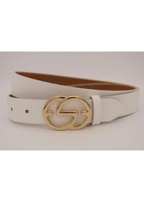 AnnaMatoni Damen Ledergürtel, weiß, casual, Gr. 95, unifarben, Rindsleder, Gürtel, mit goldener Schließe