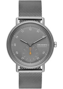 Skagen Herren Quarzuhr "KUPPEL", grau, Armbanduhren, Armbanduhr, Herrenuhr, analog, dezentrale Sekunde, Lederarmband