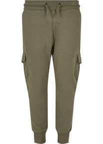 Urban Classics Jungen Cargohose "Urban Classics Herren Boys Fitted Cargo Sweatpants", grün, Gr. 158, unifarben, 80% Baumwolle, 20% Polyester, Hosen