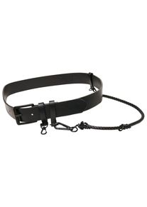 Urban Classics Damen Hüftgürtel "Urban Classics Unisex Imitation Leather Belt With Key Chain", schwarz, Gr. S, 100% Polyester, Gürtel