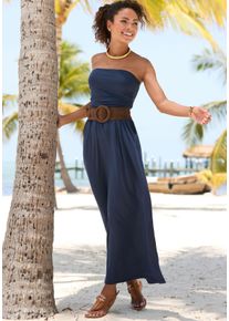 Lascana Damen Maxikleid, blau, Gr. 40, unifarben, Jersey, Obermaterial: 95% Viskose, 5% Elasthan, Kleider, mit schmalem Oberteil und Taschen,