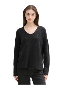 Damen Strickpullover, grau, casual, Gr. XS, Tom Tailor Denim, meliert, Strick, Obermaterial: 62% Polyacryl, 25% Polyester, 10% Baumwolle, 3%