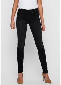 Only Damen Skinny-fit-Jeans "ONLBLUSH LIFE MID", schwarz, modisch, Gr. XL, Abriebeffekte, Denim/Jeans, Obermaterial: 92% Baumwolle, 6%