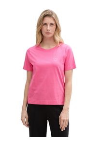 Tom Tailor Damen Rundhalsshirt, pink, casual, Gr. XXL, unifarben, Obermaterial: 100% Baumwolle, Shirts, mit Herzmotiv als Frontprint