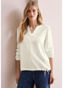 Cecil Damen Langarmbluse, weiß, casual, Gr. XXL, unifarben, Web, Obermaterial: 88% Viskose, 12% Nylon, Blusen, mit Tunnelzug am Saum