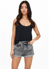 Only Damen Jeansshorts "ONLCUBA LIFE PAPERBAG", grau, modisch, Gr. M, unifarben, Denim/Jeans, Obermaterial: 100% Baumwolle, Jeans