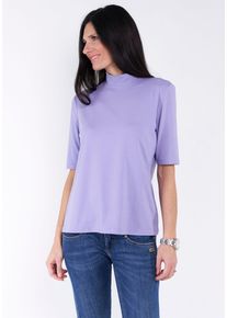 Seidel Moden Damen Stehkragenshirt, lila, casual, Gr. 52, Jersey, Obermaterial: 95% Viskose, 5% Elasthan, Shirts, im hüftlangen Schnitt, MADE IN