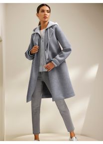 Heine Damen Kurzmantel, grau, Gr. 36, unifarben, unifarben mit Farbeinsatz, unifarben mit Farbeinsätzen, 75% Polyester, 25% Viskose, Einsatz:75%