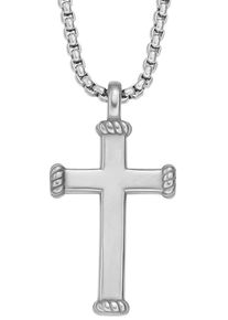 Fossil Damen Kette mit Anhänger "Halskette Kreuz, JEWELRY, JF04401040", Edelstahl, L: 56,5cm B: 2mm, silber, Edelstahl, B:2mm, Halsketten