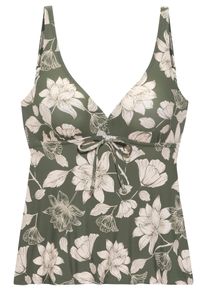 s.Oliver Damen Bügel-Tankini-Top "Lady", grün, Gr. 40, geblümt, Microfaser, Recycling-Polyamid, Bikini-Oberteile, mit floralem Design