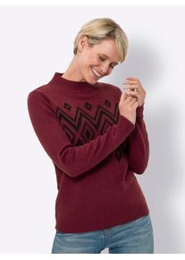 Classic Basics Damen Stehkragenpullover "Stehkragen-Pullover", rot, Gr. 46, gemustert, Norwegermuster, 100% Polyacryl, Pullover