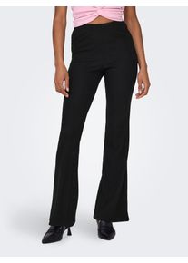 Only Damen Jerseyhose "ONLFEVER RIB FLARED PANTS JRS NOOS", schwarz, modisch, Gr. S, unifarben, Rippware, Jersey, Obermaterial: 95% Polyester, 5%