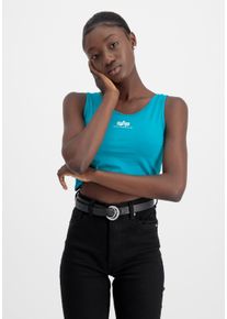 Damen Muskelshirt "Alpha Industries Women - Tanks Basic Crop-Tank SL Women", blau, Gr. XS, Alpha Industries, Obermaterial: 95% Baumwolle, 5% Elastan,