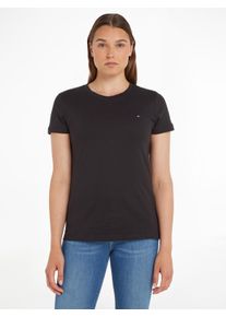 Tommy Hilfiger Damen T-Shirt "HERITAGE CREW NECK TEE", schwarz, casual, Gr. XXS, unifarben, Single Jersey, Obermaterial: 100% Baumwolle, Shirts, mit