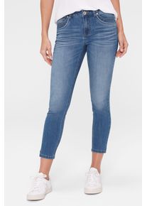 Damen Slim-fit-Jeans, blau, casual, Gr. 33, SENSES.THE LABEL, Abriebeffekte, Material: 78% Baumwolle, 21% Polyester, 1% Elasthan, Jeans, mit