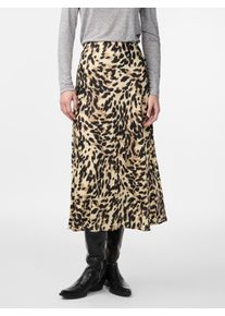 Y.A.S Damen Midirock "YASPELLA HW MIDI SKIRT S. NOOS", schwarz, modisch, Gr. XXL, animal-print, Web, Obermaterial: 97% Polyester, 3% Elasthan, Röcke