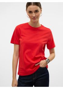 Véro Moda VERO MODA Damen Kurzarmshirt "VMPAULINA SS T-SHIRT GA JRS NOOS", rot, modisch, Gr. S, unifarben, Jersey, Obermaterial: 100% Baumwolle, Shirts