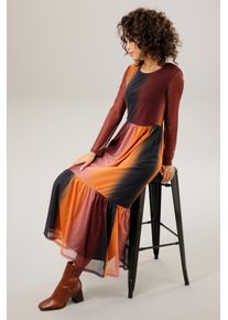 Aniston CASUAL Damen Maxikleid, bunt, Gr. 48, gemustert, gestreift, Mesh, Netz, Obermaterial: 95% Polyester, 5% Elasthan. Futter: 100% Polyester,