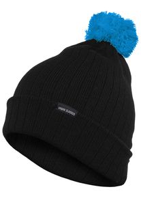Urban Classics Damen Beanie "Urban Classics Unisex Contrast Bobble Beanie", blau, Kunstfaser, Mützen