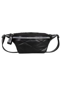 Tom Tailor Damen Bauchtasche "Mica", schwarz, Polyurethan, beschichtet, leicht glänzend, gemustert, kontrastfarbene Details, Waffelmuster, Taschen,