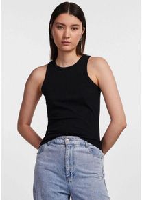 Pieces Damen Ripptanktop "PCRUKA BOXER TANK TOP NOOS BC", schwarz, casual, Gr. L, unifarben, Rippware, Obermaterial: 95% Baumwolle, 5% Elasthan, Tops