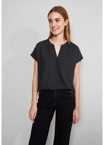 Street One Damen Kurzarmbluse, schwarz, casual, Gr. 38, unifarben, Stoff, Obermaterial: 100% Viskose, Blusen, Blusenshirt aus reiner Viskose