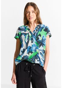 Cecil Damen Kurzarmbluse, weiß, casual, Gr. S, bedruckt, Web, Obermaterial: 100% Viskose, Blusen, aus reiner Viskose