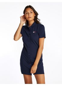 Tommy Jeans Damen Polokleid "TJW BADGE PIQUE POLO DRESS", blau, casual, Gr. S, unifarben, Piquu00e9, Obermaterial: 97% Baumwolle, 3% Elasthan,