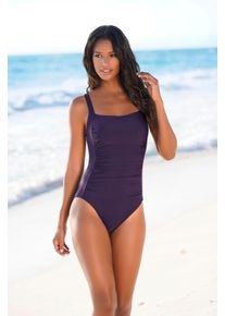 Lascana Damen Badeanzug, lila, Gr. 38, unifarben, Polyamid, Badeanzüge, mit Raffungen und Shaping-Effekt