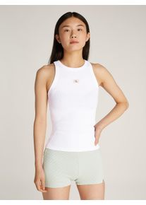 Damen Tanktop "WOVEN LABEL RIB TANK TOP", weiß, Basic, Gr. XXXL, Calvin Klein Jeans, unifarben, Rippware, Obermaterial: 94% Baumwolle, 6% Elasthan,