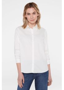Damen Langarmbluse, weiß, casual, Gr. XL, SENSES.THE LABEL, unifarben, Material: 73% Baumwolle, 23% Polyamid, 4% Elasthan, Blusen, mit Baumwolle
