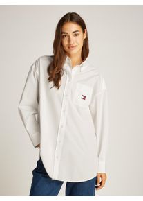 Damen Hemdbluse "TJW OVS BADGE POPLIN SHIRT EXT", beige, casual, Gr. XXXL, Tommy Jeans CURVE, unifarben, Web, Obermaterial: 100% Baumwolle, Blusen,