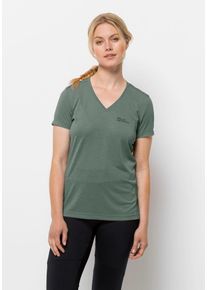 Jack Wolfskin Damen V-Shirt "CROSSTRAIL T WOMEN", grün, Gr. XS, OBERSTOFF: 100% POLYESTER, Shirts