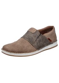 Rieker Herren Slipper, Gr. 40, beige, Nubuklederimitat, sportlich, Schuhe, Halbschuh, Freizeitschuh, Sommerschuh mit Perforation